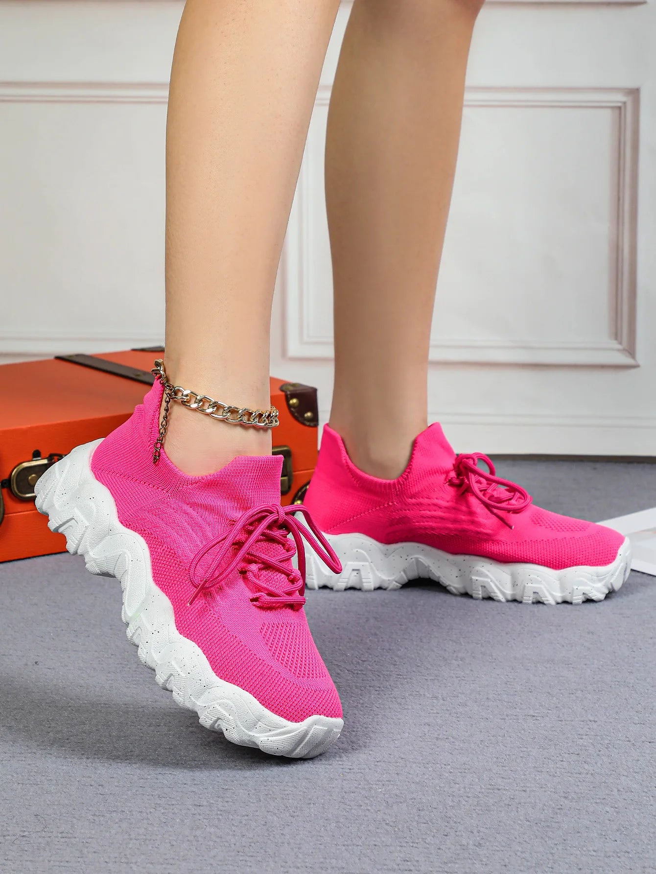 Spring Summer Women's Casual Shoes Platform Breathable Knitted Sneakers Gym Fitness Sports Shoes Soft Sole Walking Jogging Shoes