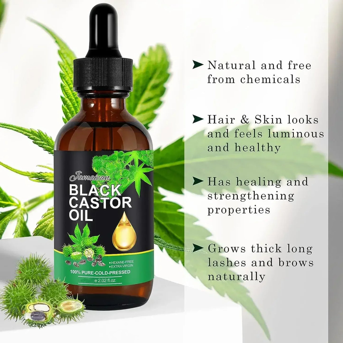 Organic Castor Oil for Hair Growth Jamaican Black Castor Oil Nourish Eyelashes and Eyebrows Scalp, Skin and Nails Care