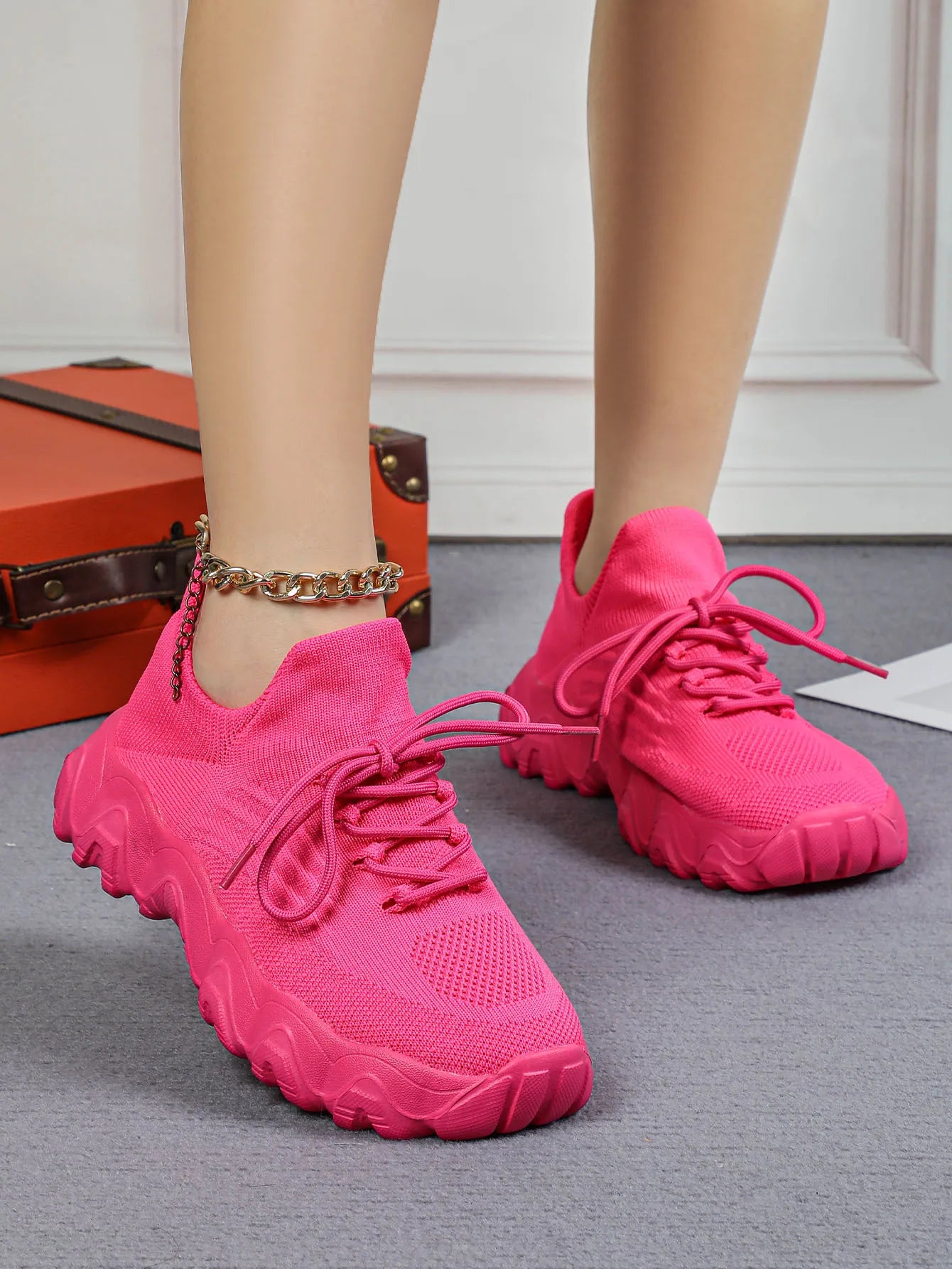 Spring Summer Women's Casual Shoes Platform Breathable Knitted Sneakers Gym Fitness Sports Shoes Soft Sole Walking Jogging Shoes