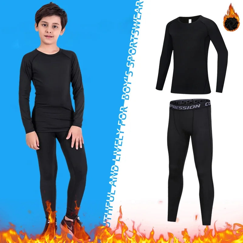 Kids Compression Running Basketball Sportswear Warm Pants Tops Underwear Youth Tight Sports Clothes for Boys Fitness Tracksuits