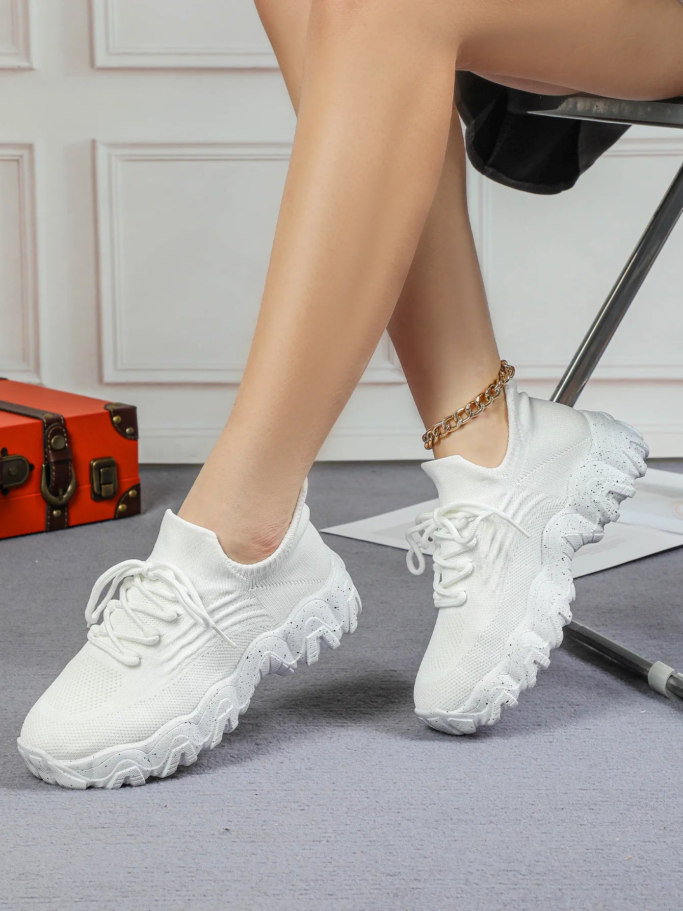 Spring Summer Women's Casual Shoes Platform Breathable Knitted Sneakers Gym Fitness Sports Shoes Soft Sole Walking Jogging Shoes