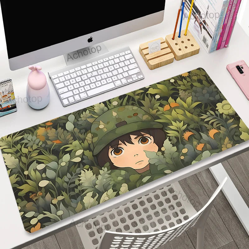 Green Plant Large Gaming Mousepad XXL Gamer Mouse Pad Size For Office Long Table Mat Kawaii Desk For Teen Girls For Bedroom