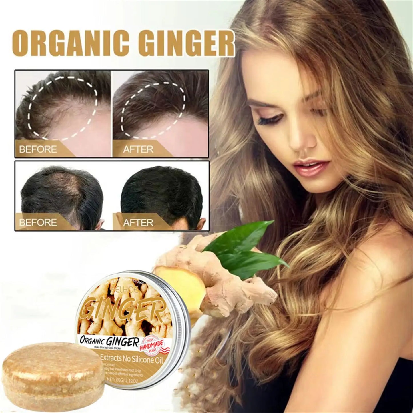 Ginger Hair Growth Serum Soap Regrowth Hair Repair Hair Nourish Root Anti Hair Loss Treatment Products For Men Women Hair Care