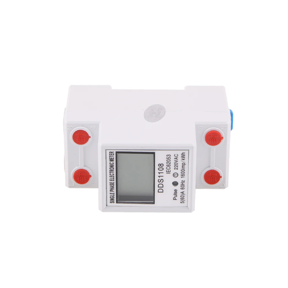 1PC Electric Energy Meter 2P Single Phase LCD Digital Display DIN Rail install 2wire Electric Meter Wattmeter Power AC230V60Hz