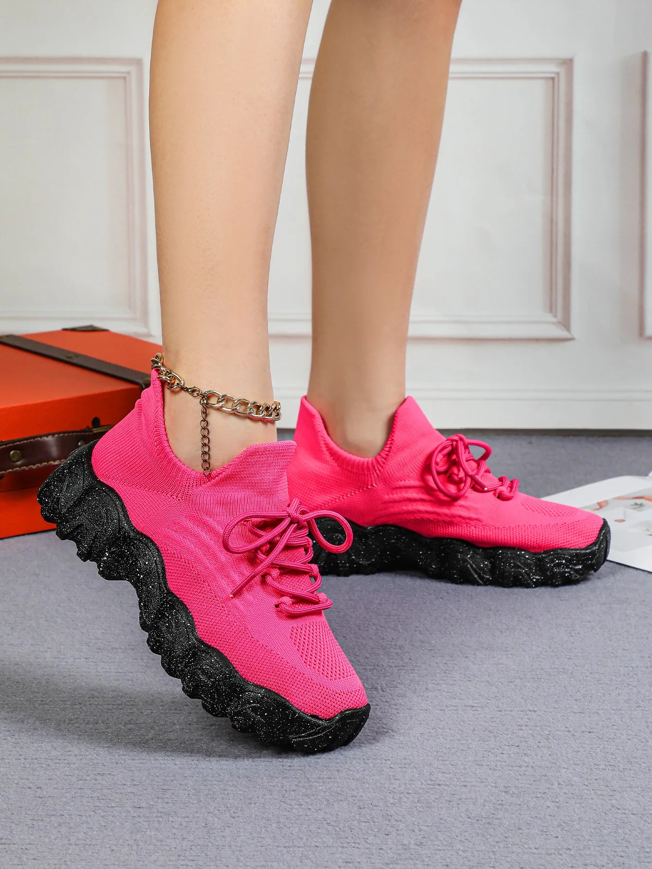 Spring Summer Women's Casual Shoes Platform Breathable Knitted Sneakers Gym Fitness Sports Shoes Soft Sole Walking Jogging Shoes